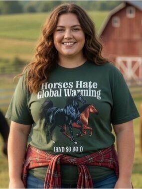 Unisex Global Warming Wild Horse Short Sleeve Soft T-Shirt. Environmentalist